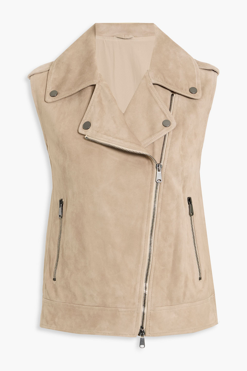 brunello cucinelli - bead-embellished suede vest - neutral - it 38
