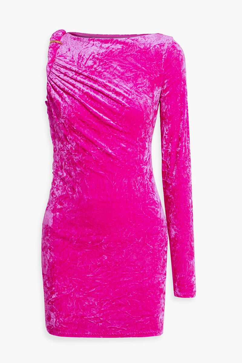 Versace - One-sleeve cutout crushed-velvet mini dress - Pink - IT 38