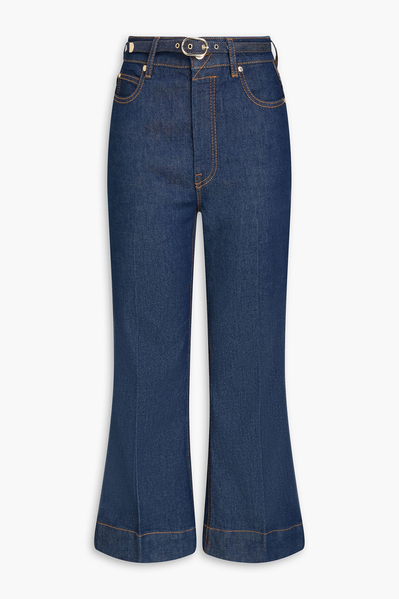 zimmermann - belted high-rise kick-flare jeans - blue - 24