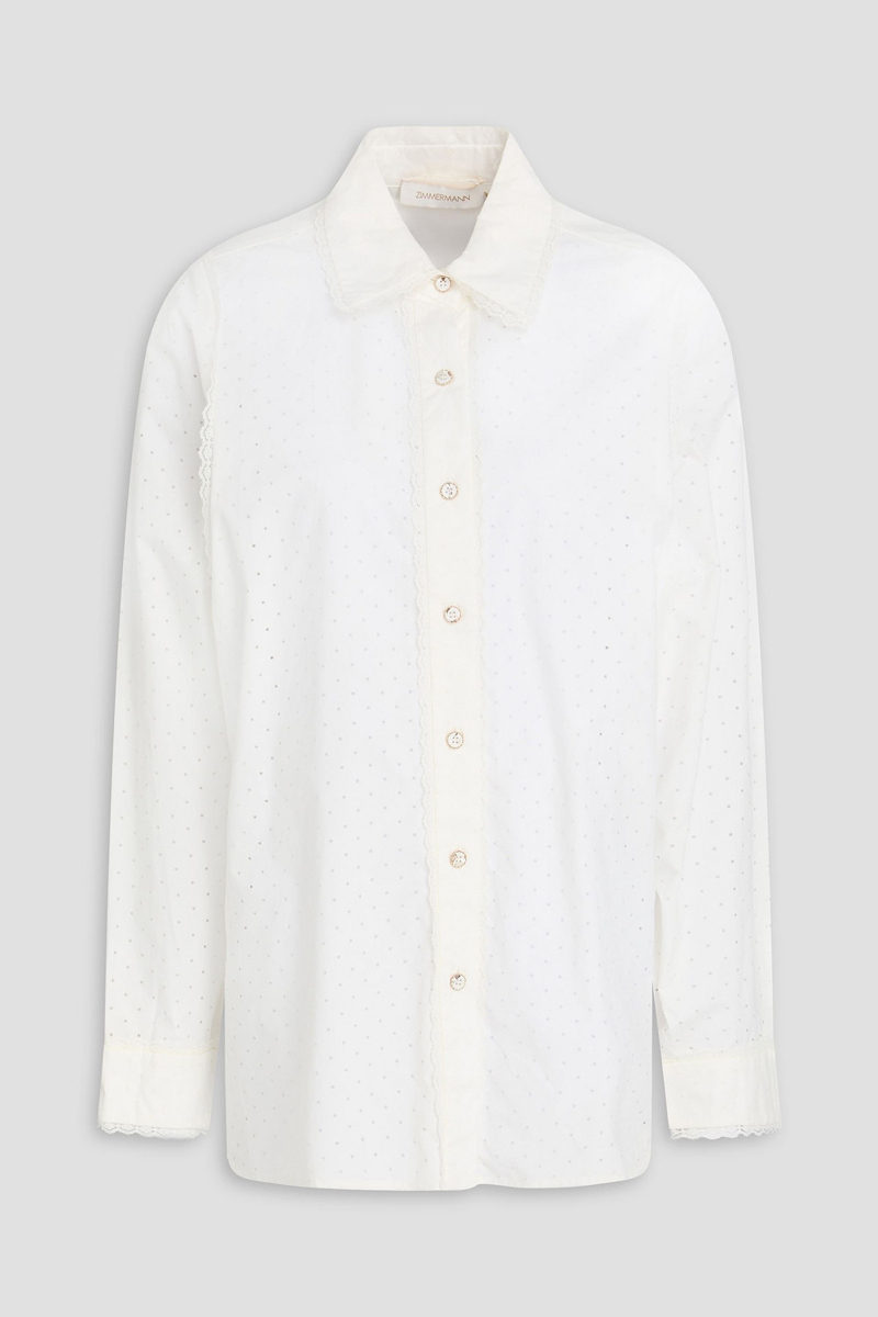zimmermann - perforated cotton-poplin shirt - white - 00