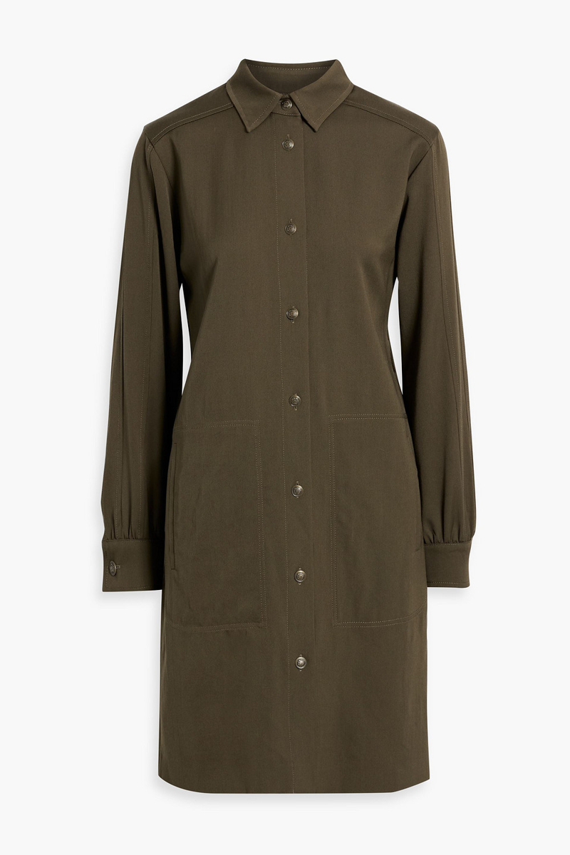 max mara - kim wool-twill mini shirt dress - green - it 36
