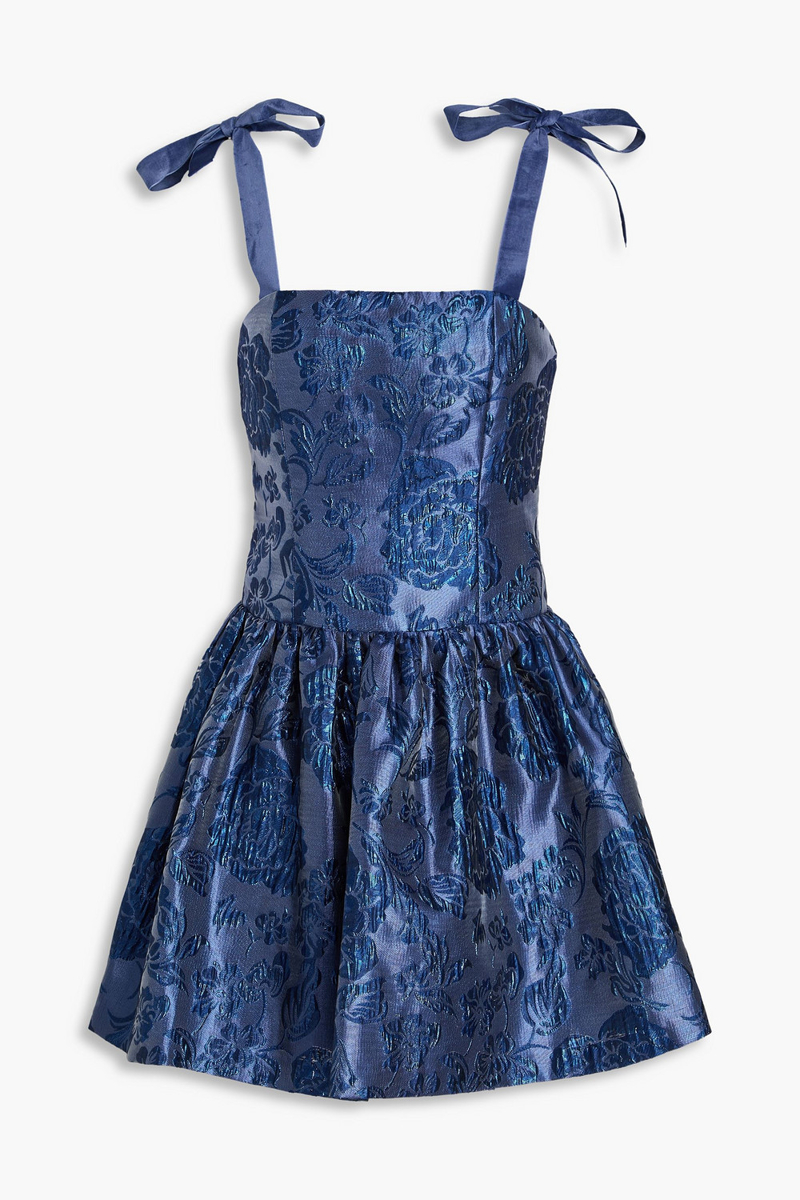 alice olivia - maryann brocade mini dress - blue - us 4