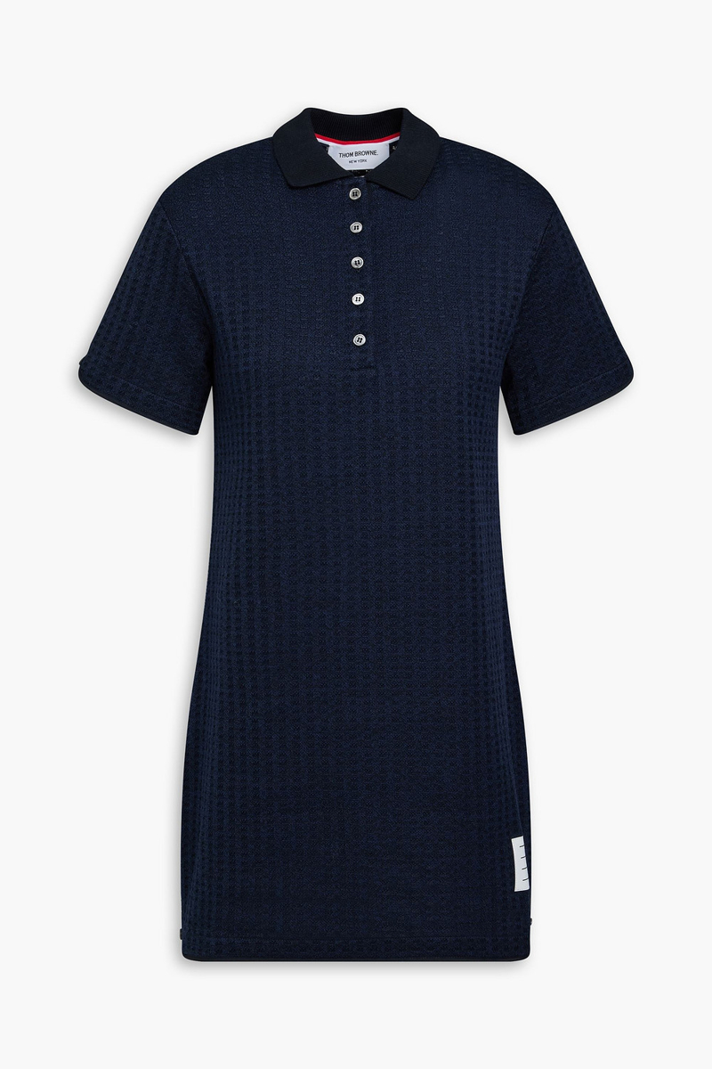 thom browne - jacquard-knit cotton mini dress - blue - it 38