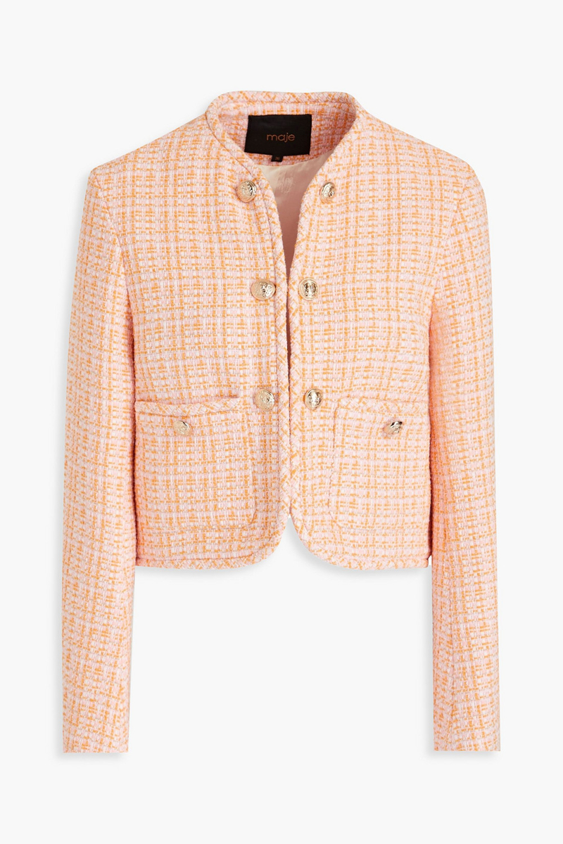 Maje - Cropped tweed jacket - Orange - FR 42
