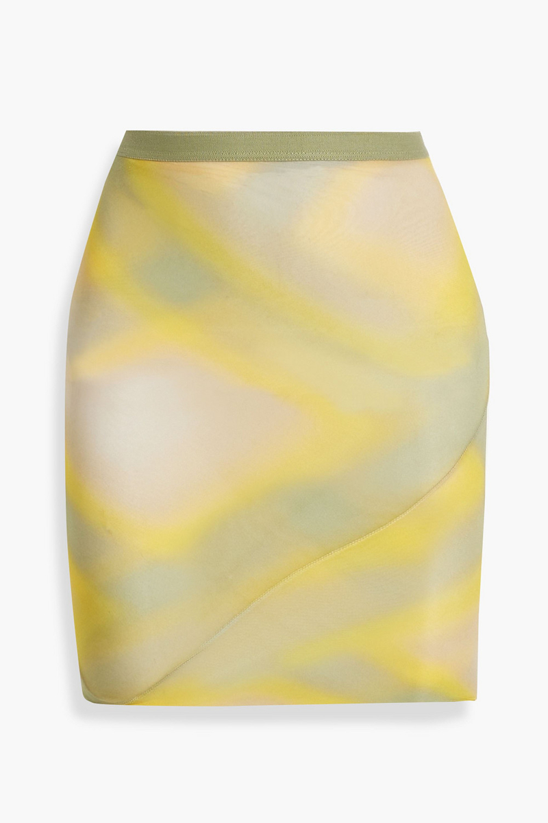 Rick Owens - Printed cupro stretch-mesh mini skirt - Yellow - IT 38