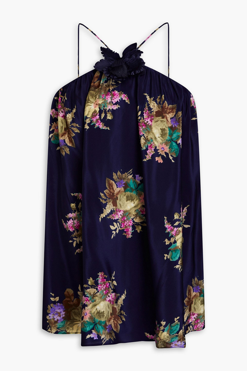 Zimmermann - Floral-print silk crepe de chine top - Blue - 2