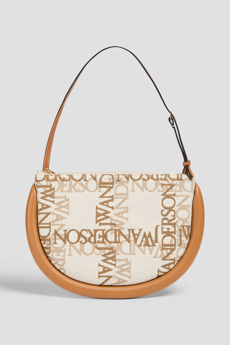 jw anderson - bumper moon leather-trimmed jacquard shoulder bag - white - onesize