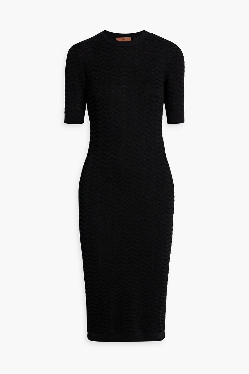 missoni - crochet-knit cotton-blend midi dress - black - it 36