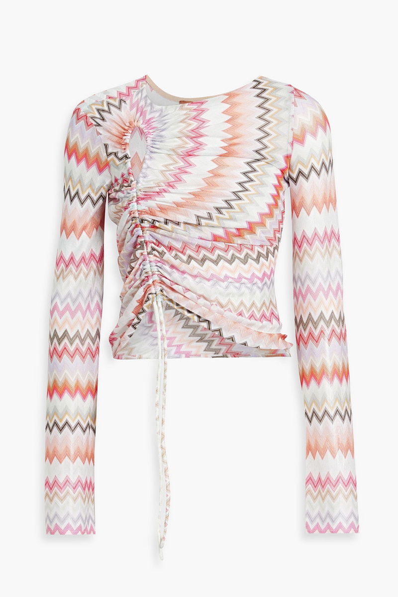 missoni - cropped ruched crochet-knit cotton-blend top - white - it 46