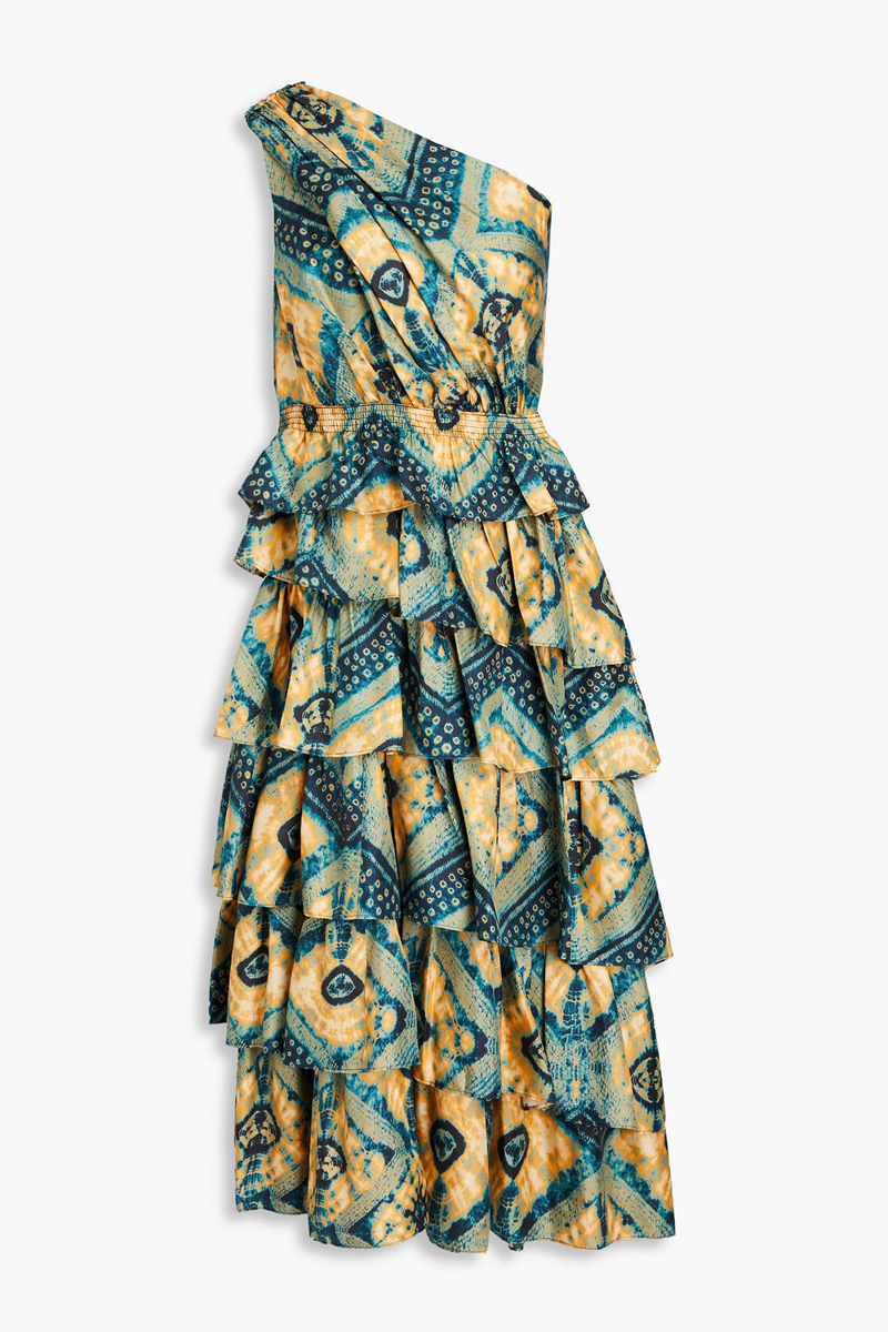 Ulla Johnson - Auryn one-shoulder printed silk-twill midi dress - Yellow - US 6