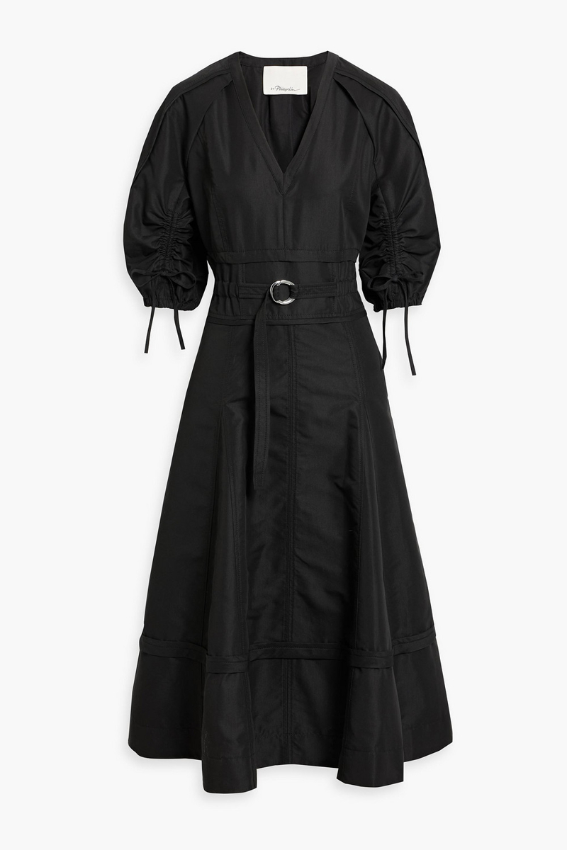 3.1 phillip lim - cotton-blend ottoman midi dress - black - us 2