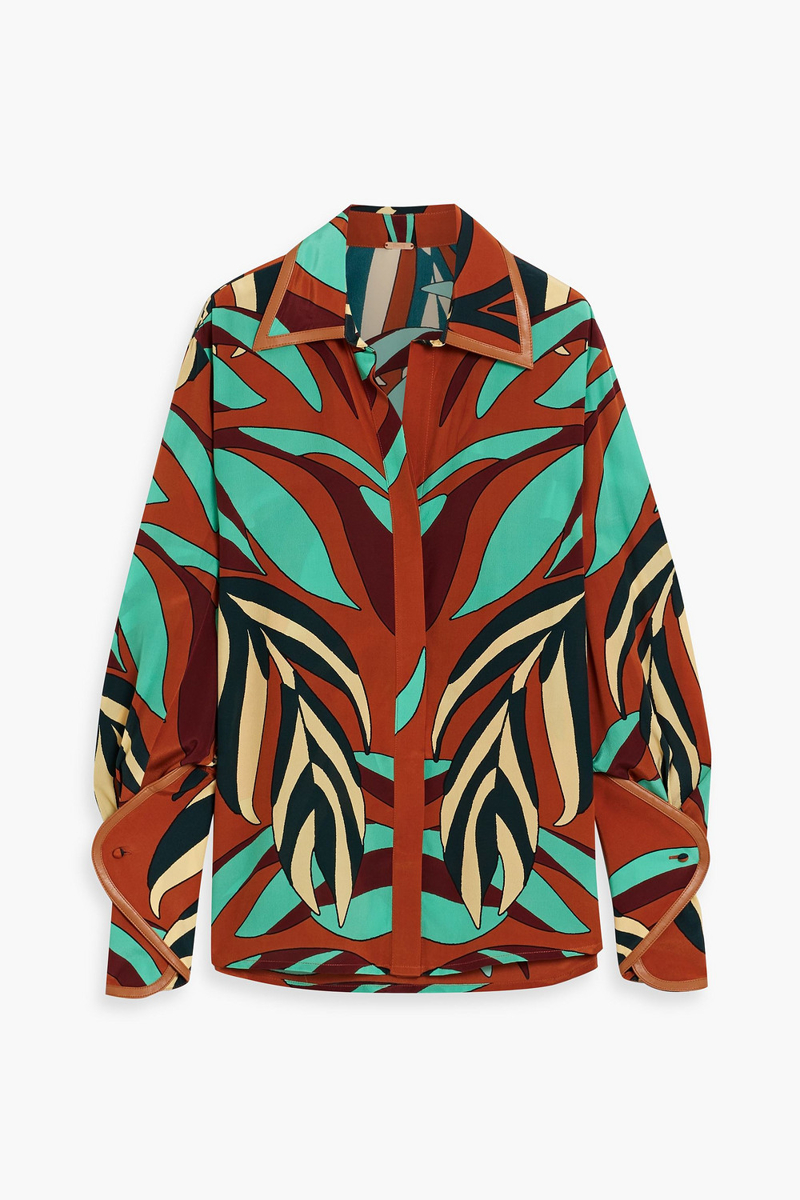 johanna ortiz - luz de alma printed silk-blend crepe shirt - red - us 2