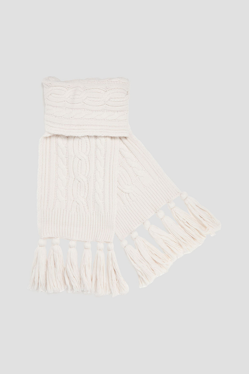 zimmermann - tasseled cable-knit wool scarf - white - onesize