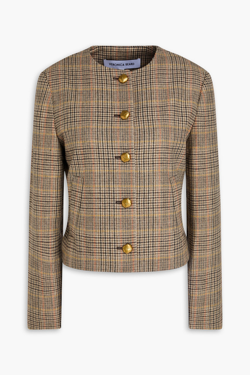 veronica beard - andrea prince of wales checked wool-blend tweed jacket - neutral - us 12