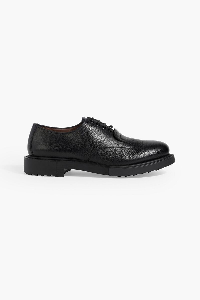 Ferragamo - Lux pebbled-leather brogues - Black - US 6.5