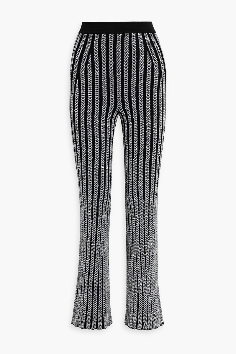 missoni - sequin-embellished ribbed-knit flared pants - metallic - it 40