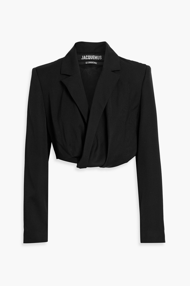 jacquemus - bahia cropped grain de poudre wool blazer - black - fr 38