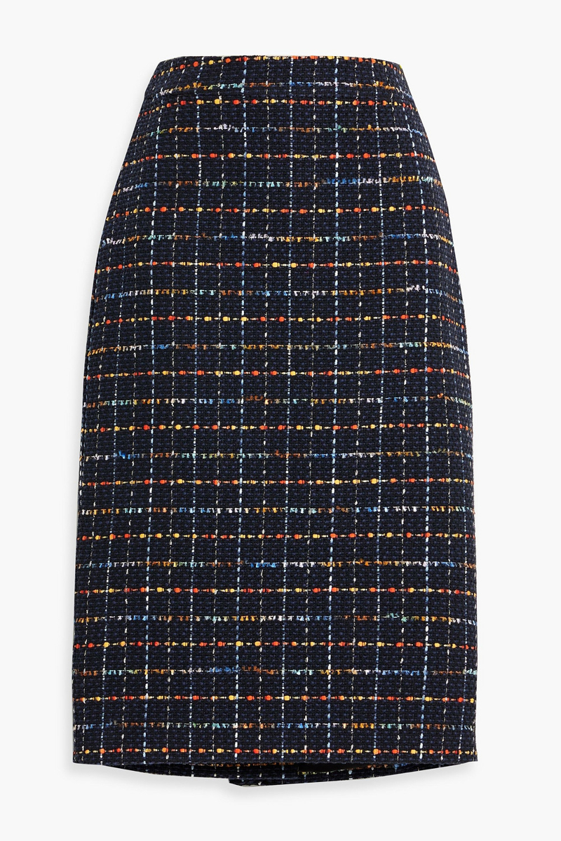 veronica beard - nervi checked cotton-blend tweed pencil skirt - blue - us 4