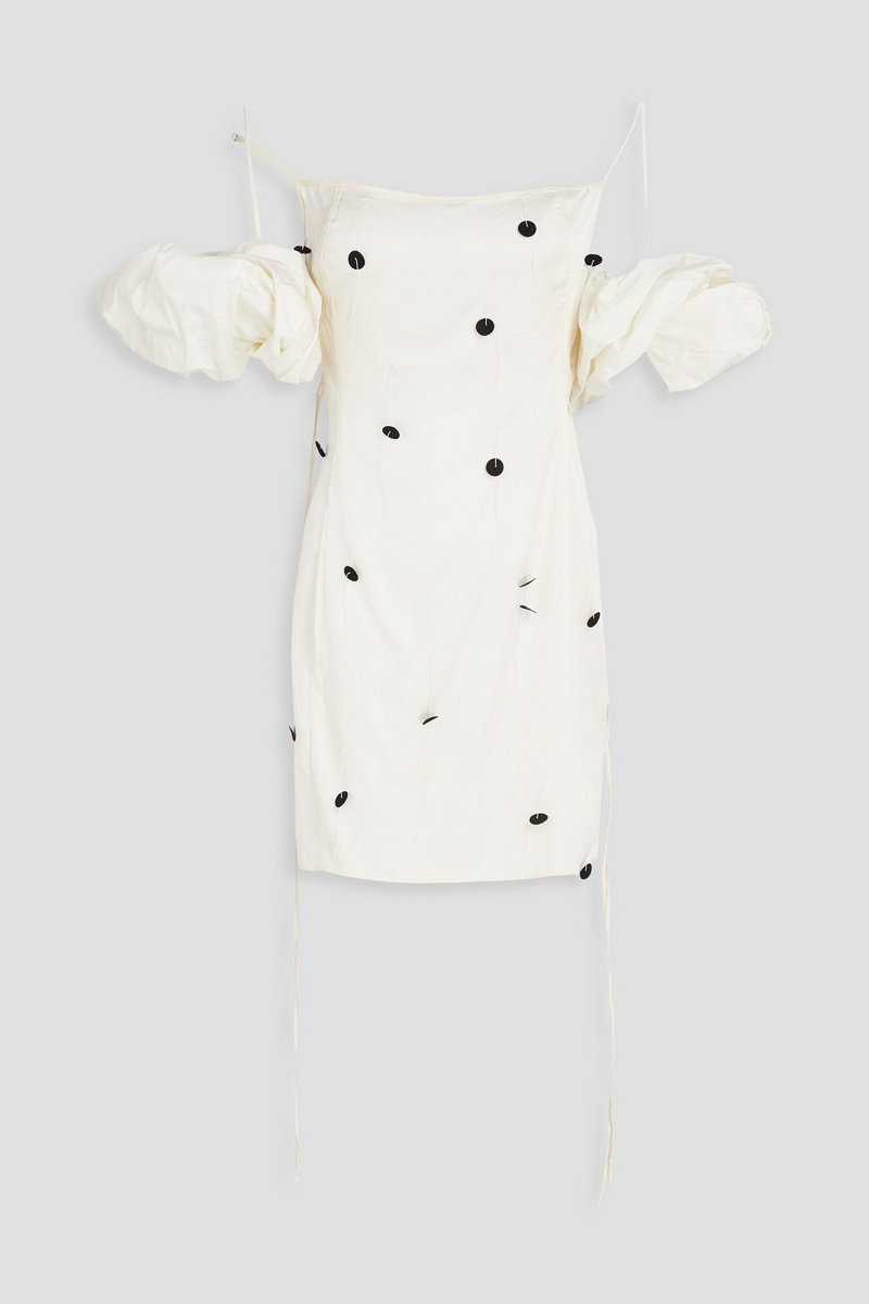 jacquemus - chouchou polka-dot satin mini dress - white - fr 32