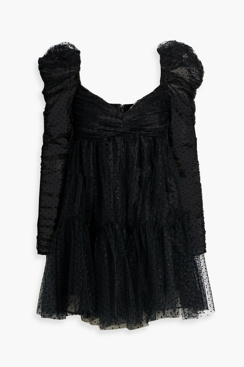 zimmermann - polka-dot flocked tulle mini dress - black - 00