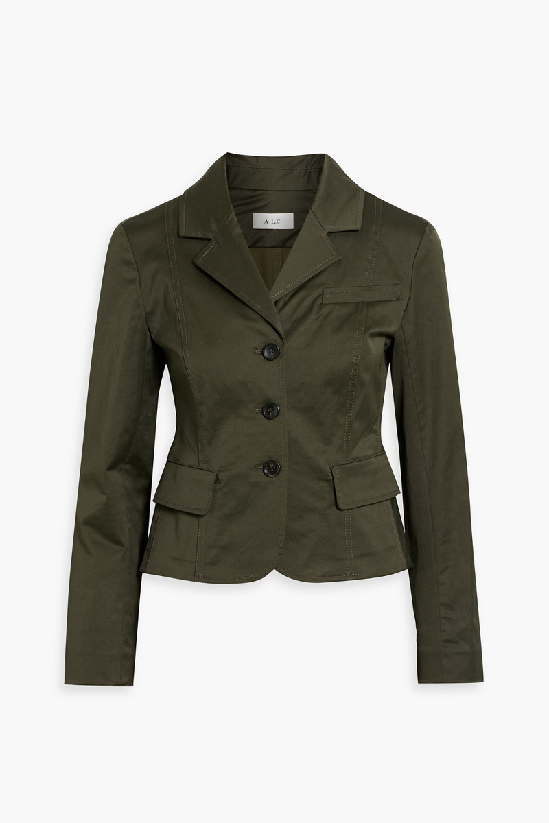 a.l.c. - fallon cotton-blend sateen blazer - green - us 4