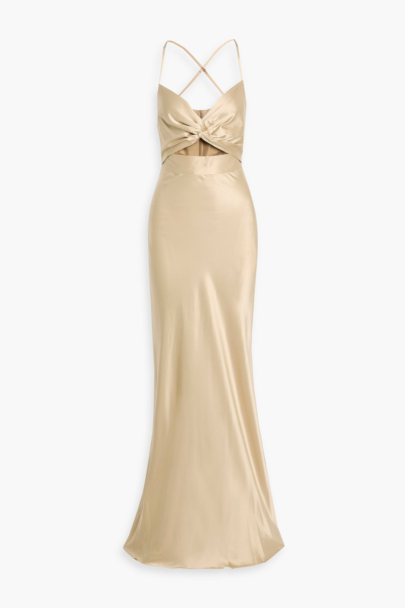 michelle mason - twisted cutout silk-satin gown - neutral - us 2