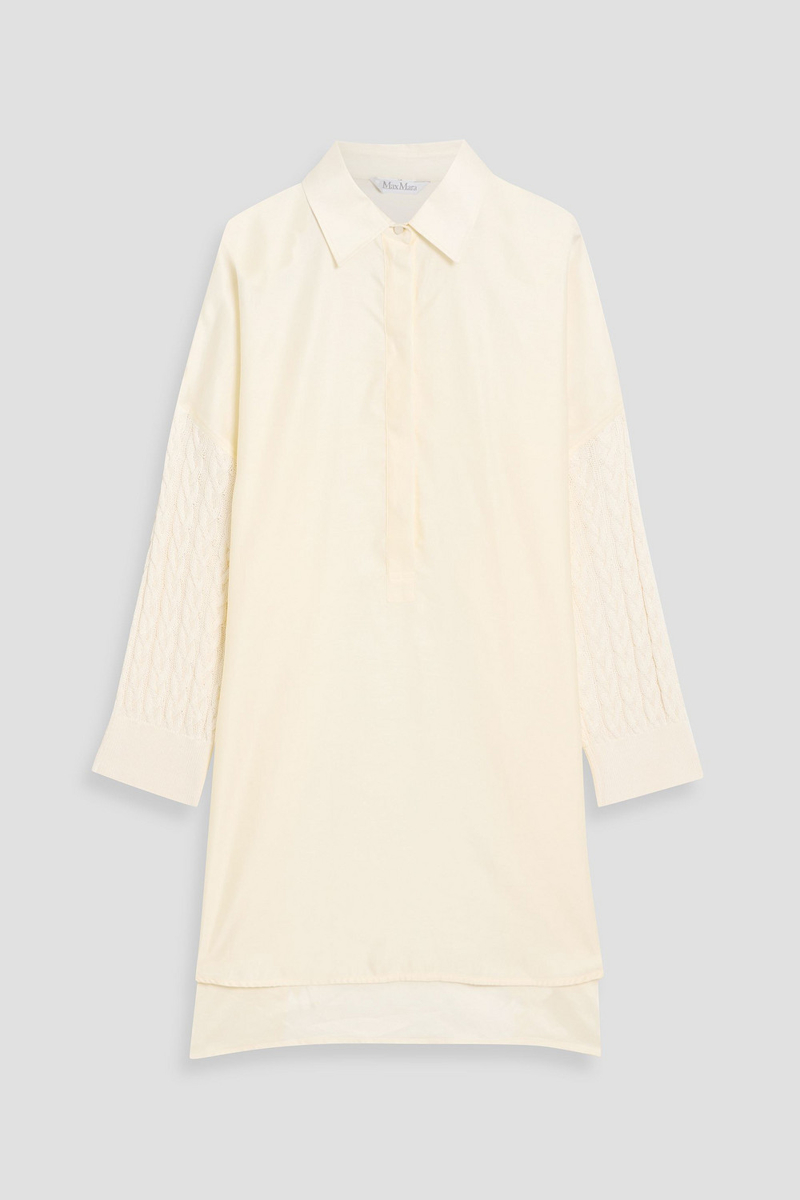 max mara - zelante cable knit-paneled cotton-poplin shirt - white - it 42