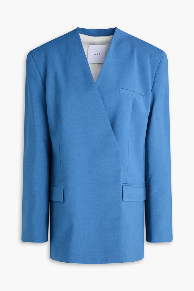 esse studios - homme double-breasted crepe blazer - blue - uk 6