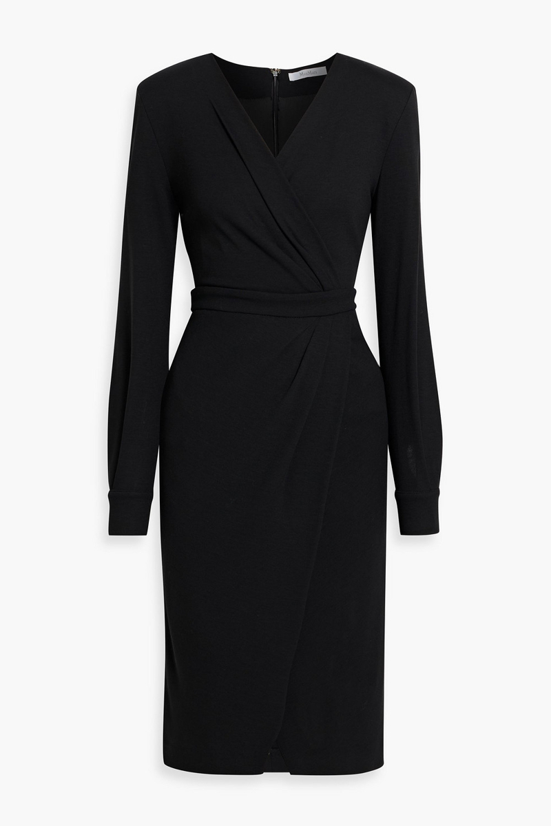 max mara - virtus wrap-effect jersey dress - black - it 40