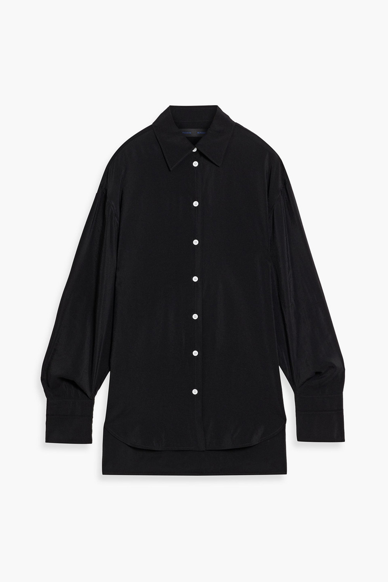 proenza schouler - ida satin-crepe shirt - black - us 0