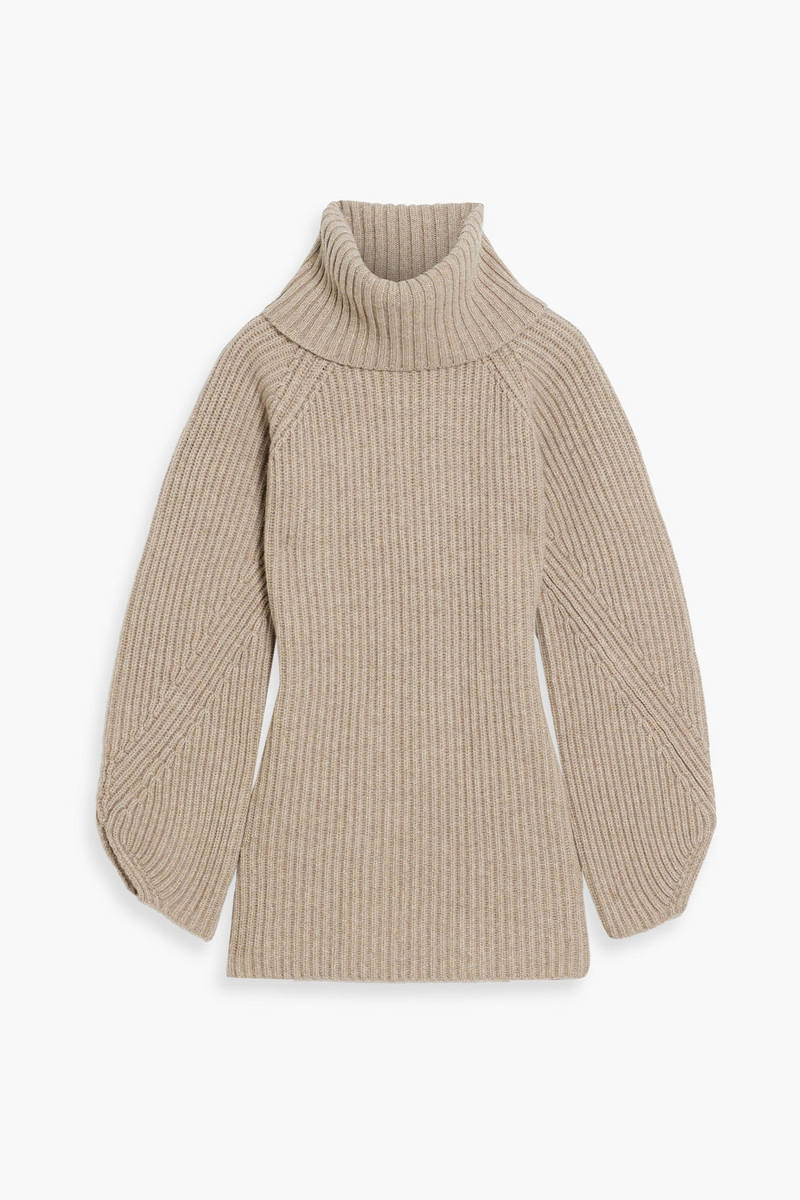 khaite - nimbus ribbed cashmere turtleneck sweater - neutral - xs
