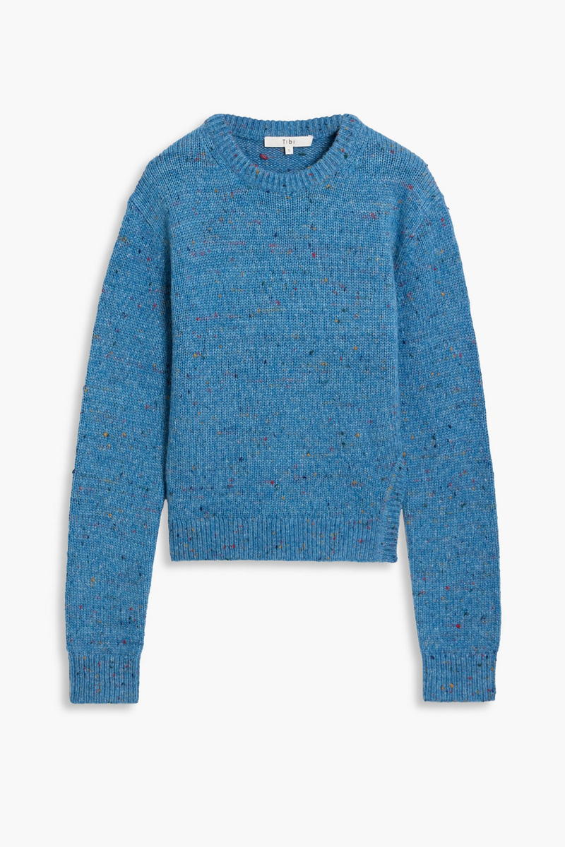 tibi - donegal knitted sweater - blue - xs