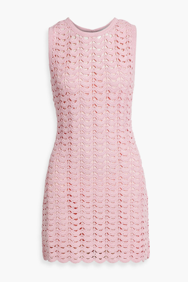 carolina herrera - crochet mini dress - pink - m