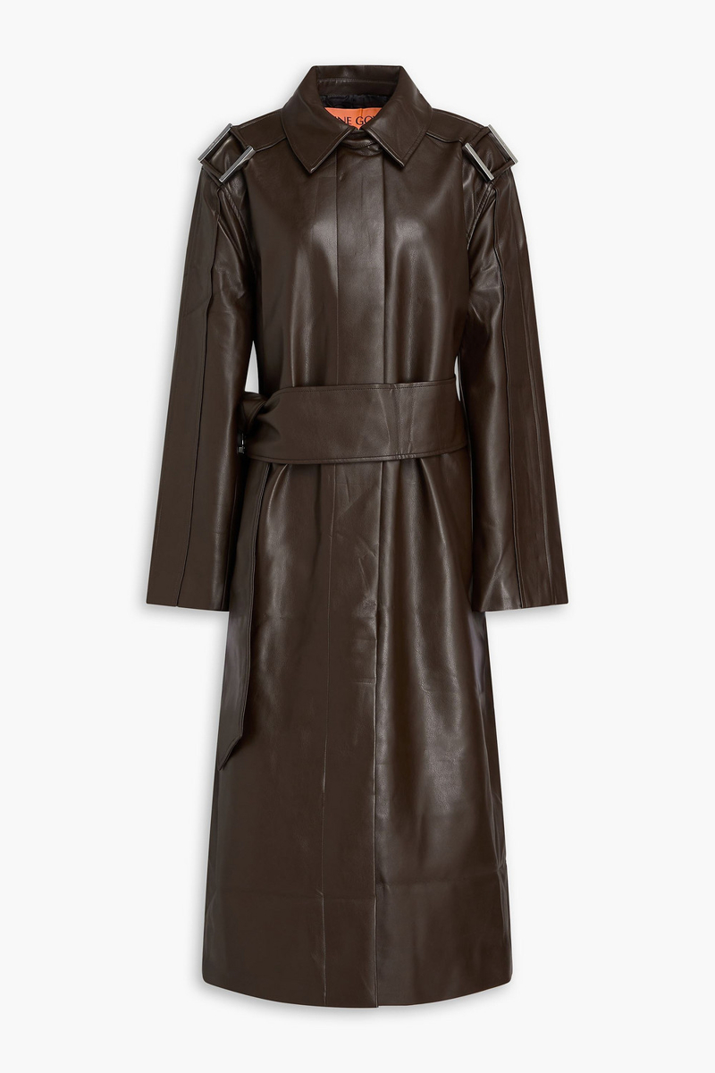 stine goya - belted trench coat - brown - xxs