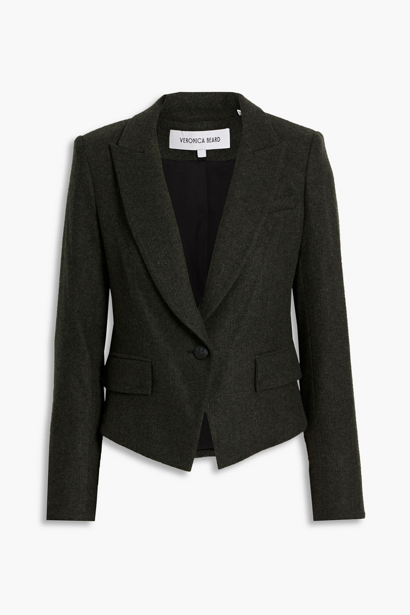 veronica beard - hosanna dickey herringbone tweed blazer - green - us 14