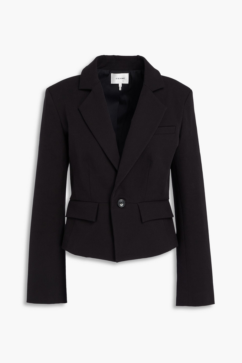 frame - cotton-blend twill blazer - black - us 2