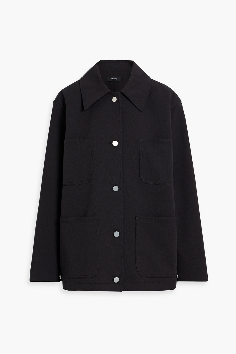 theory - cotton-blend twill jacket - black - xs