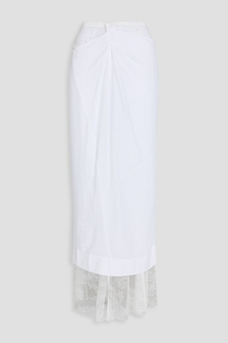 JACQUEMUS - Layered twill and corded lace maxi skirt - White - FR 32