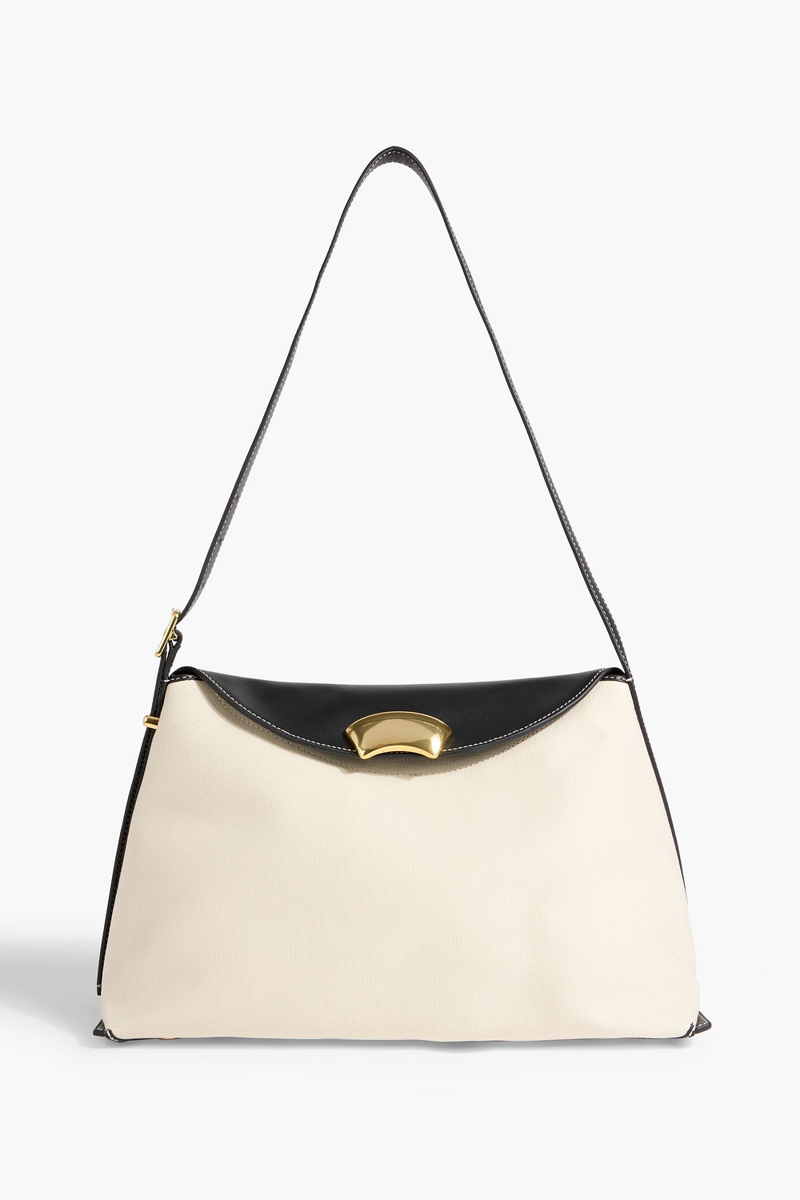 3.1 phillip lim - id soft leather and canvas shoulder bag - black - onesize