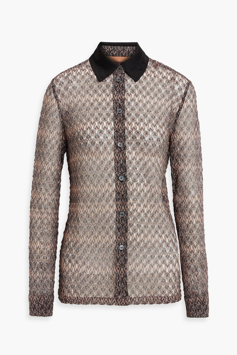 missoni - metallic crochet-knit shirt - brown - it 38