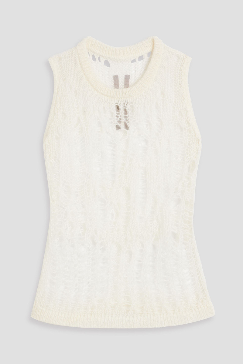 rick owens - spider open-knit top - white - s