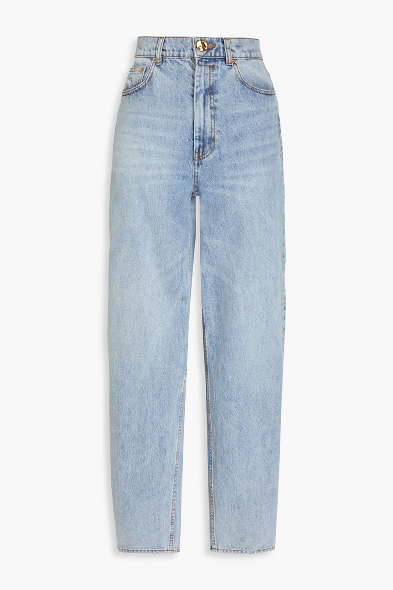 zimmermann - distressed high-rise barrel-leg jeans - blue - 24