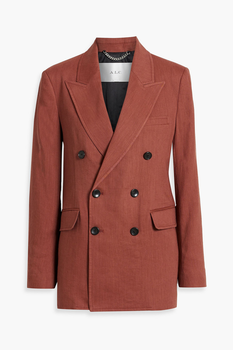 a.l.c. - declan double-breasted linen-blend twill blazer - red - us 8