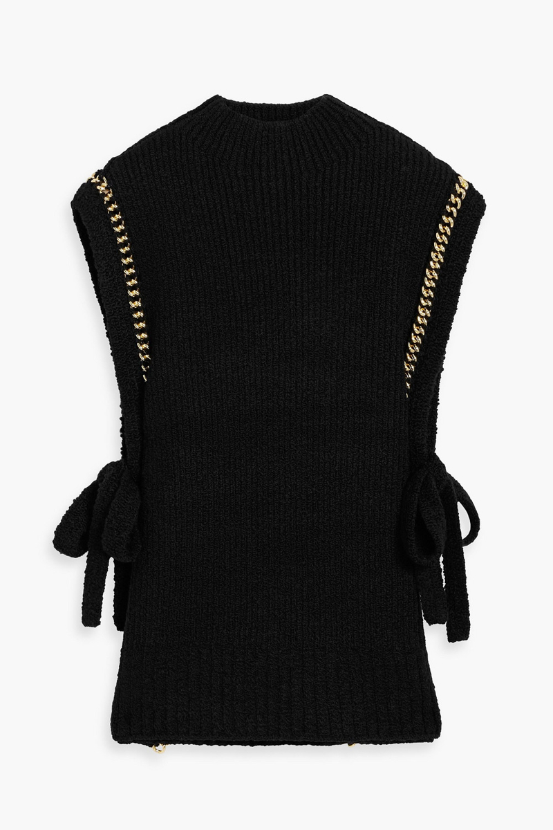 3.1 phillip lim - chain-embellished ribbed wool-blend turtleneck sweater - black - m
