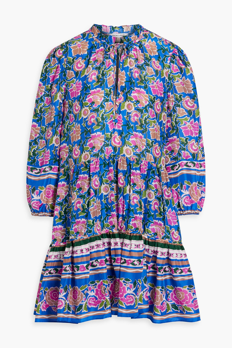 veronica beard - hawken printed silk mini dress - blue - us 10