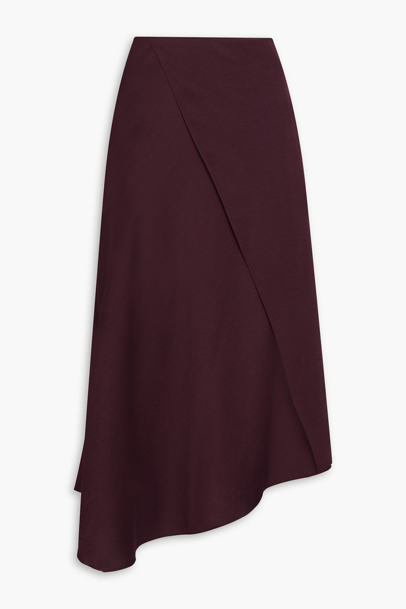 vince. - wrap-effect satin-crepe midi skirt - burgundy - us 2