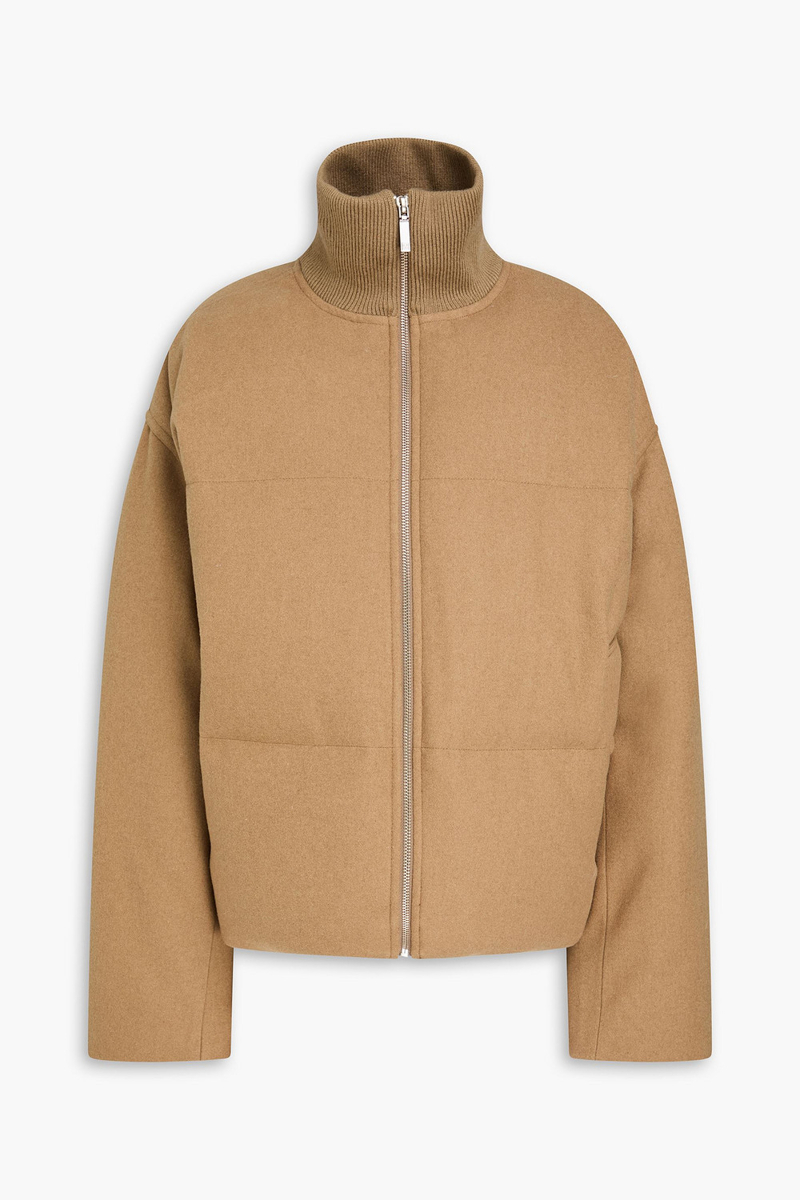 toteme - quilted wool-blend flannel down jacket - brown - fr 38