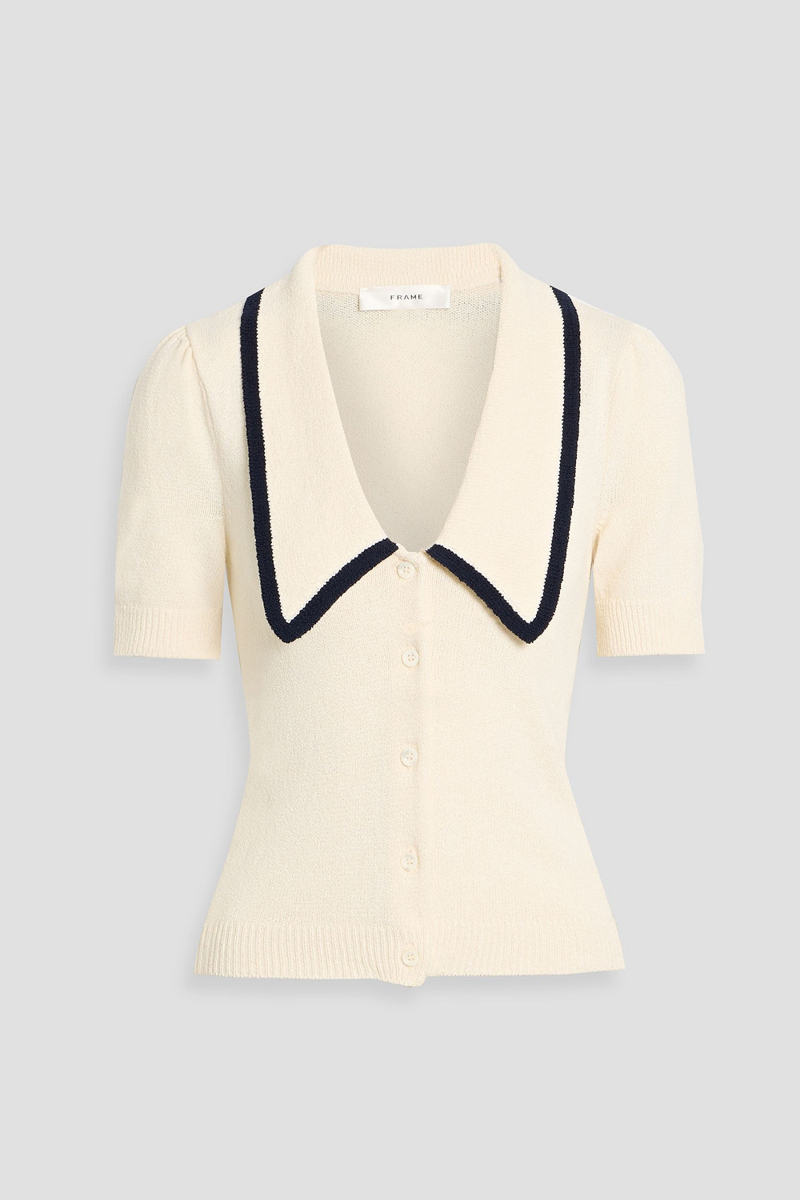 frame - the sailor cotton-blend polo sweater - white - s