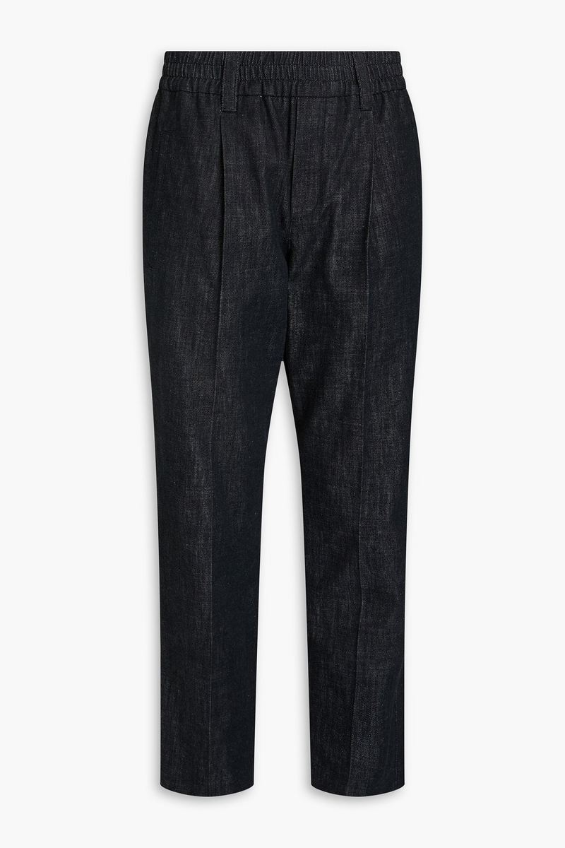 brunello cucinelli - bead-embellished high-rise tapered jeans - black - it 42