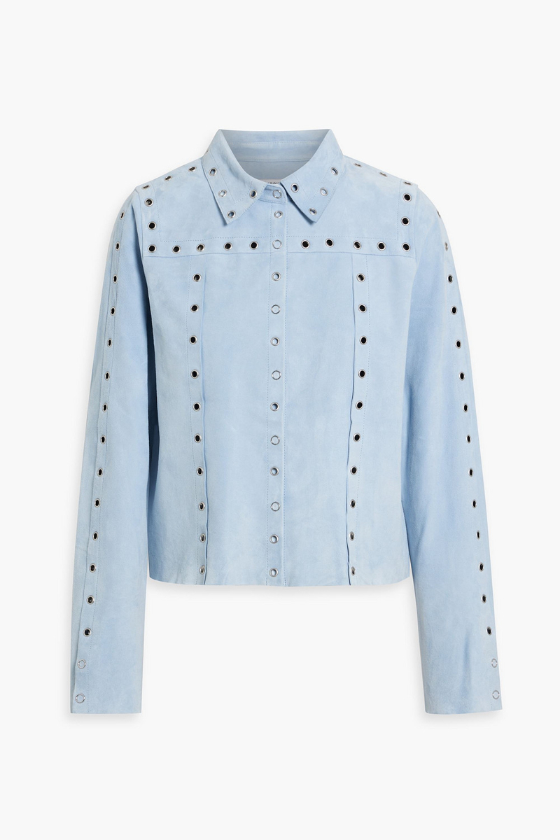 re/done - eyelet-embellished suede shirt - blue - l